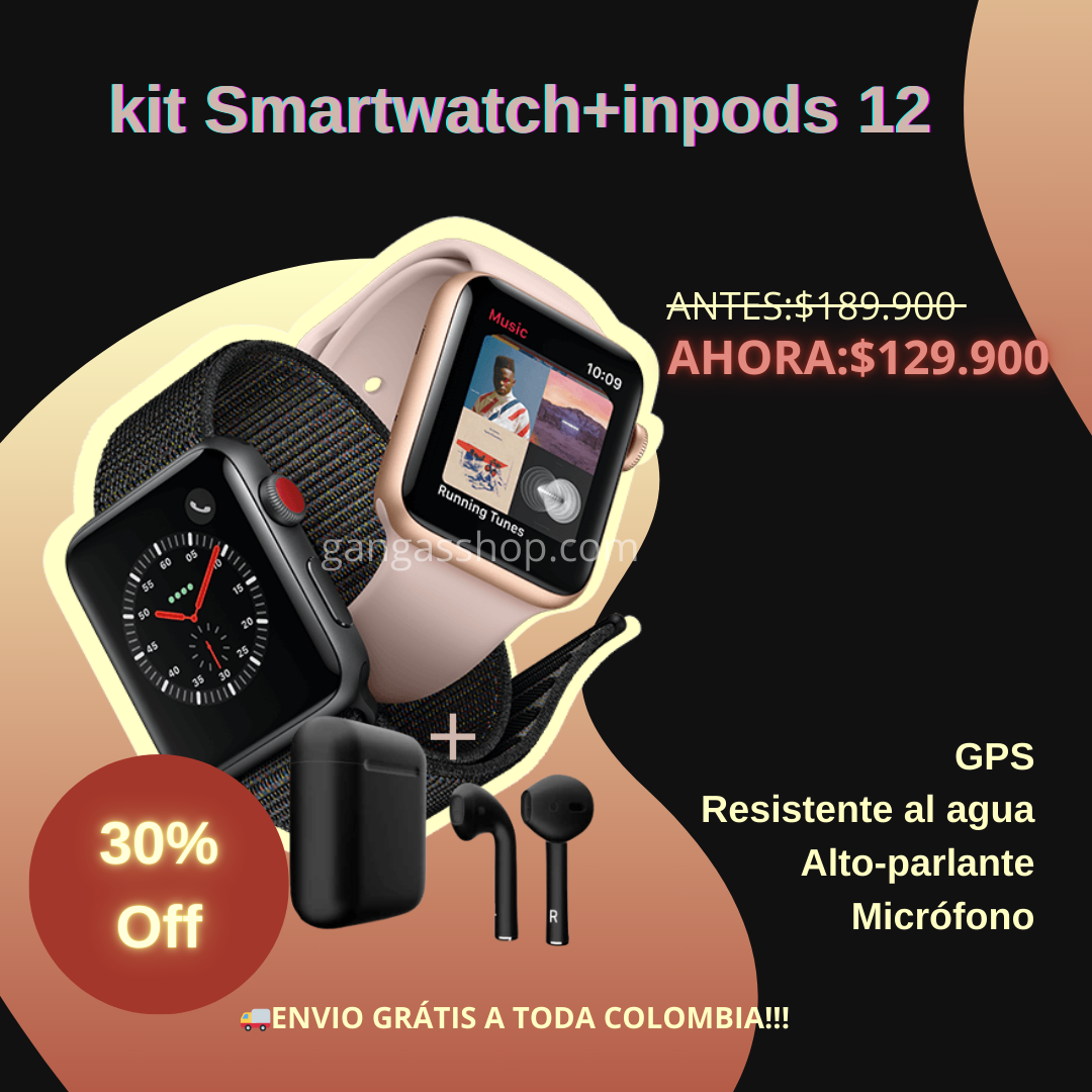 Combo SMARTWATCH Tactil + Audifono INPODS i12